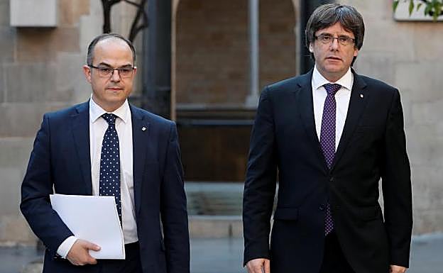 Jordi Turull, con Carles Puigdemont hoy en Barcelona.