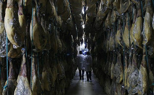 nterior de un secadero de jamones de Guijuelo.