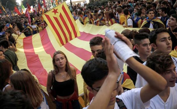 Manifestantes en Barcelona.