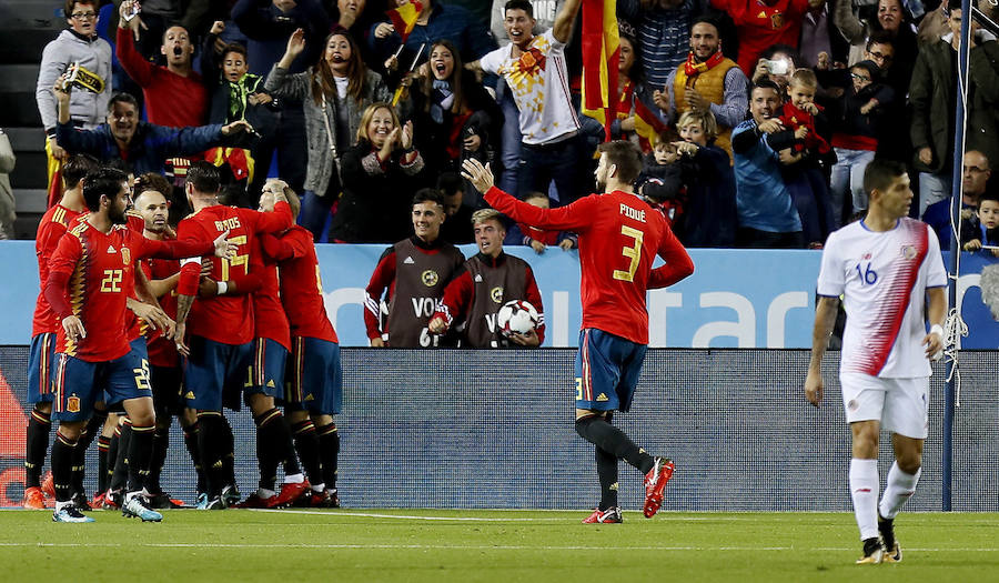 La Selección venció al combinado 'tico' por cingo goles a cero, con tantos de Jordi Alba, Morata, Silva (2) e Iniesta.