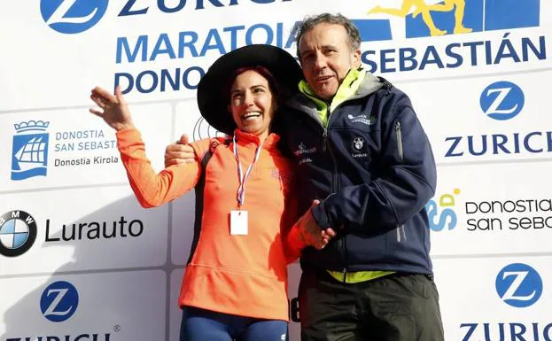 Ana Isabel Alonso, durante el homenaje que le hicieron en el Maratón de San Sebastián.