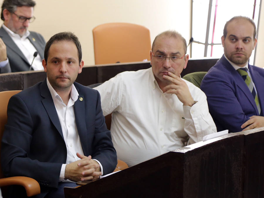 Los socialistas Alberto Serna, José Antonio Mateo y Borja Lavandera, durante el pleno.