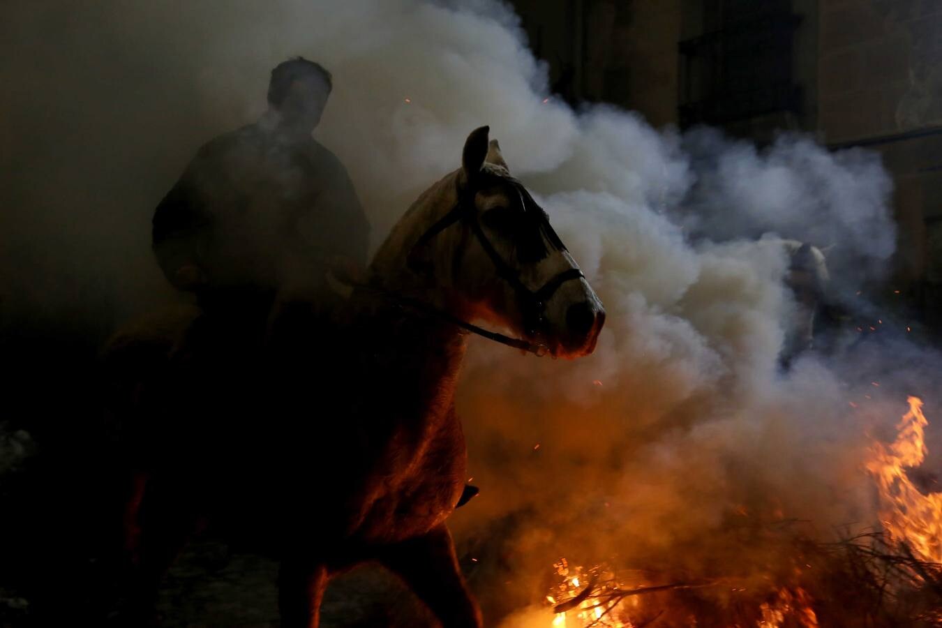 Las hogueras de la fiesta de ‘Las Luminarias’ iluminaron un año más la localidad abulense en la víspera de San Antón, en el que los caballistas y sus animales toman el protagonismo en una costumbre centenaria 