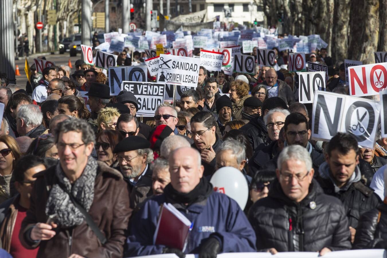 Miles de personas recorren las calles de Valladolid en defensa de la Sanidad de Castilla y León