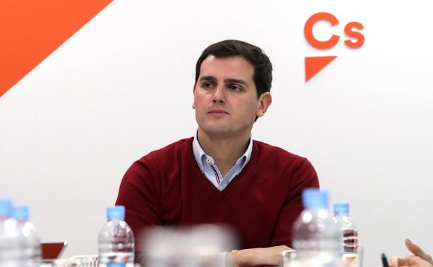 El líder de Ciudadanos Albert Rivera durante la reunión de la ejecutiva del partido en Madrid. 