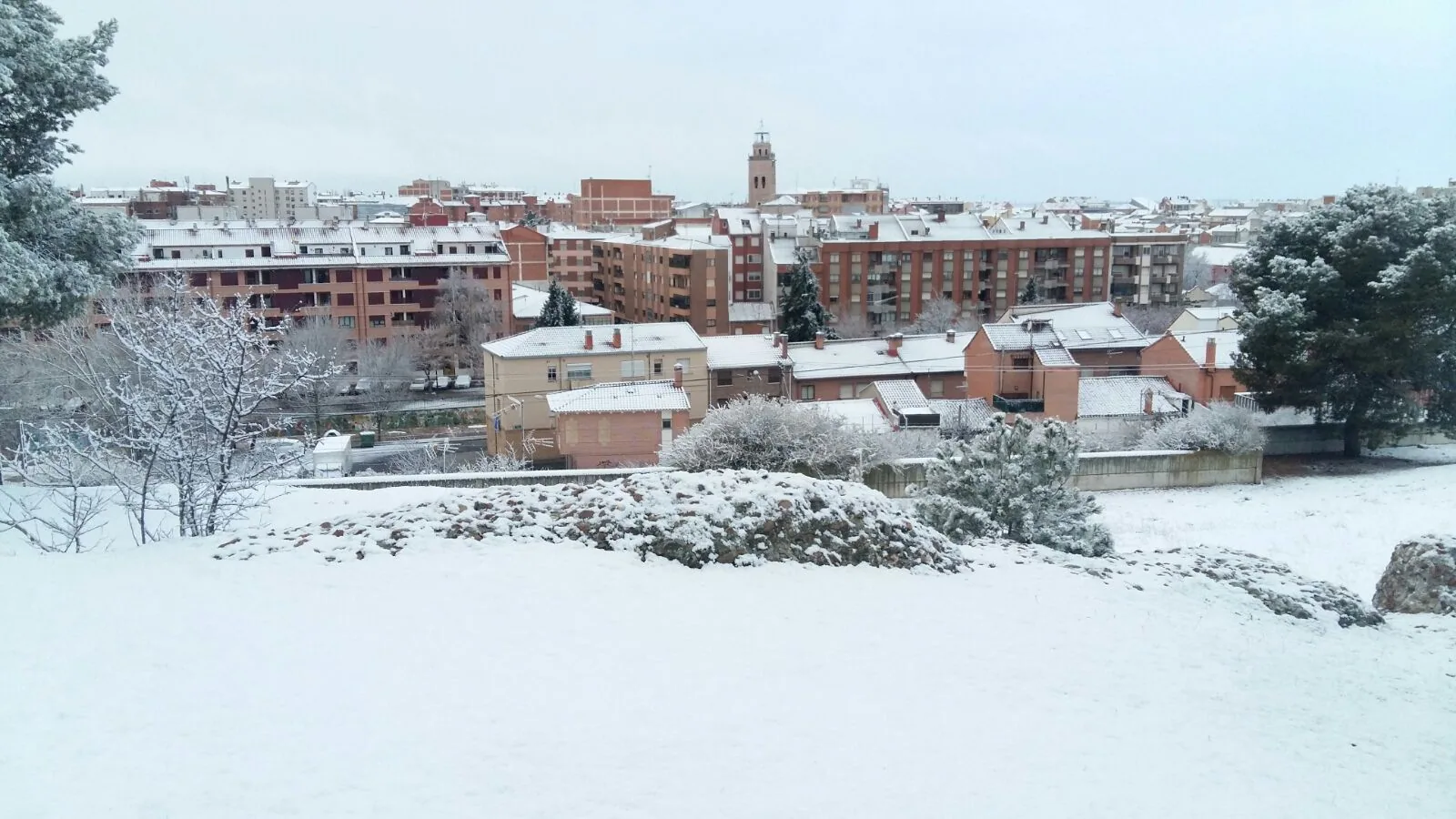 Nieve en Medina del Campo (Valladolid).
