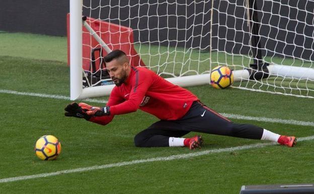 Moyá, durante un entrenamiento de esta temporada con el Atlético de Madrid