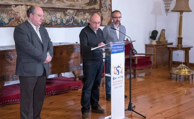 Un momento de la rueda de prensa en la Casa Museo Unamuno.