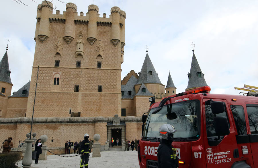 Fotos: Simulacro de incendio en el Alcázar de Segovia