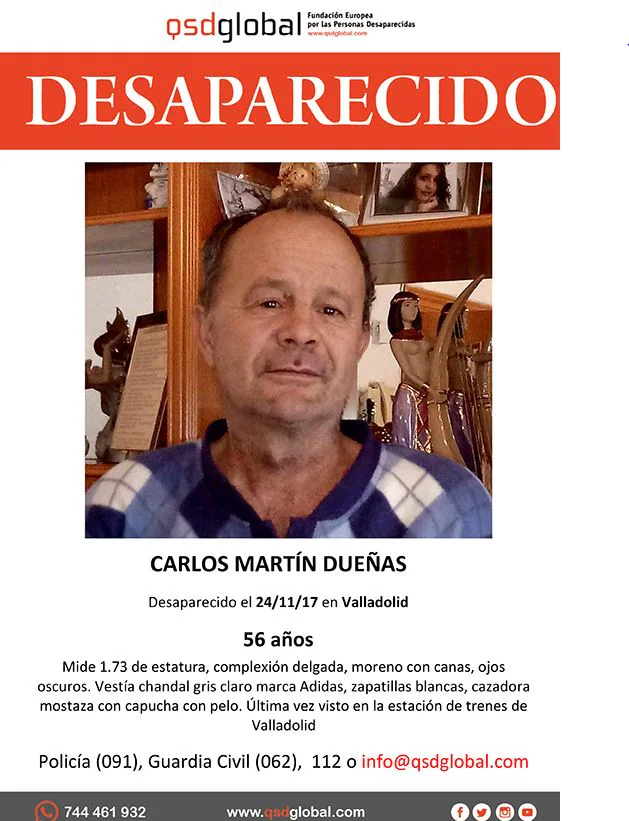 Carlos Martín Dueñas, desaparecido desde el 24/11/2017 (Valladolid).