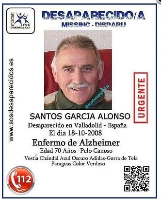 Santos García Alonso, desaparecido desde el 18/10/2008 (Valladolid).