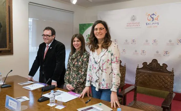 Julio Cordero, Ana Belén Ríos Hilario y Mª Mar Marcos Martín, durante la presentación. 
