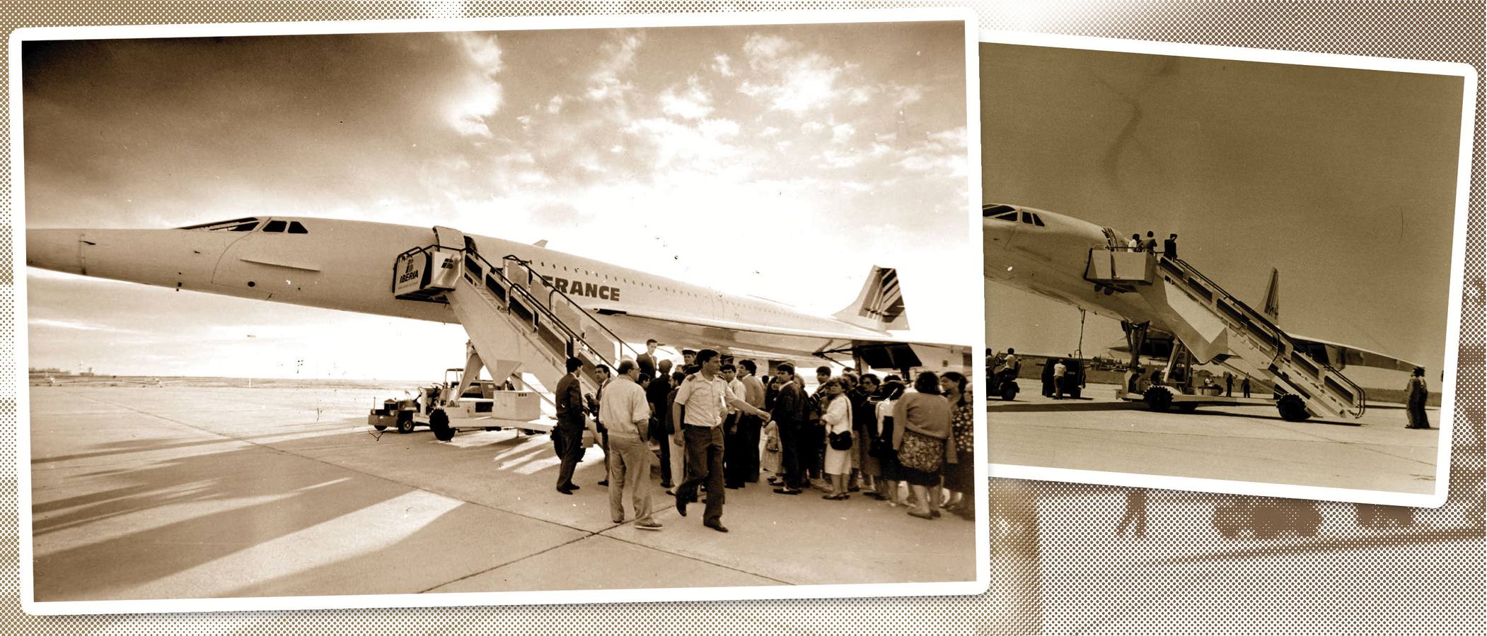 Dos imágenes del 'Concorde' tomadas en el aeropuerto de Villanubla el 1 de julio de 1988.