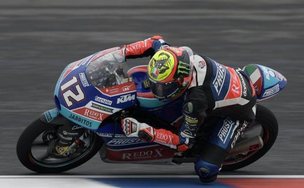 Marco Bezzecchi, durante la carrera de Moto 3 en Argentina