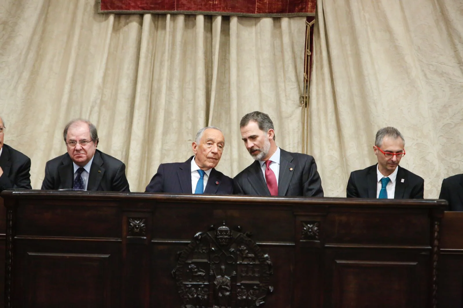 El presidente del Portugal, Marcelo Rebelo de Sousa, concluye en Salamanca su visita de Estado de tres días a España con un acto en el paraninfo de la Universidad más antigua del país en compañía de Felipe VI.