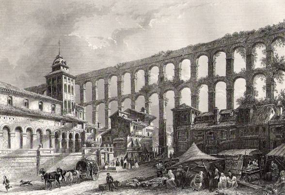 Iglesia de Santa Columba de Segovia, en un grabado de David Roberts.