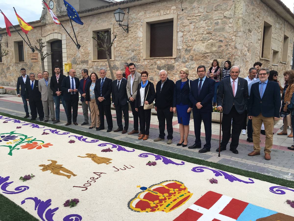 Diecisiete santos desfilaron sobre una alfombra floral confeccionada para su patrón en las fiestas de la localidad
