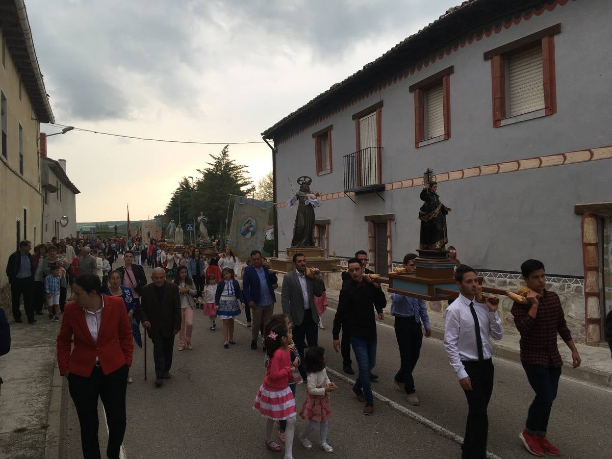 Diecisiete santos desfilaron sobre una alfombra floral confeccionada para su patrón en las fiestas de la localidad