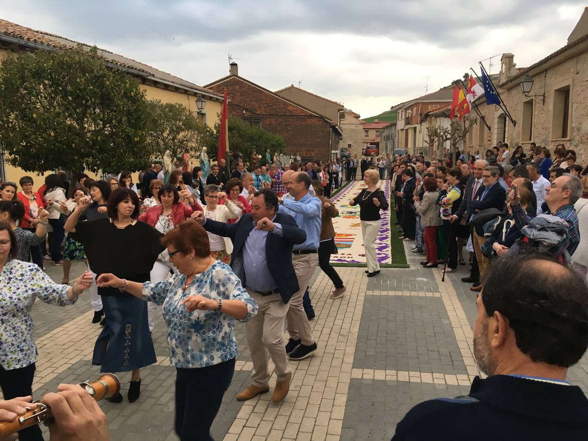 Diecisiete santos desfilaron sobre una alfombra floral confeccionada para su patrón en las fiestas de la localidad