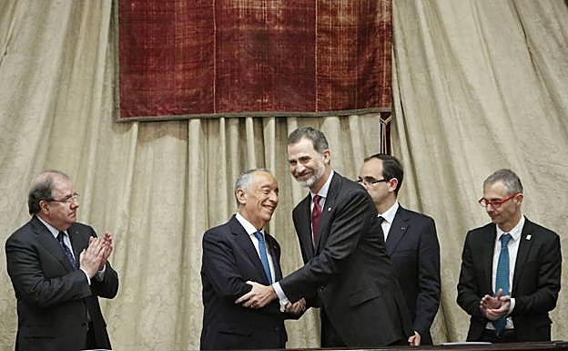 El Rey Felipe VI, durante su última visita a la Universidad de Salamanca.