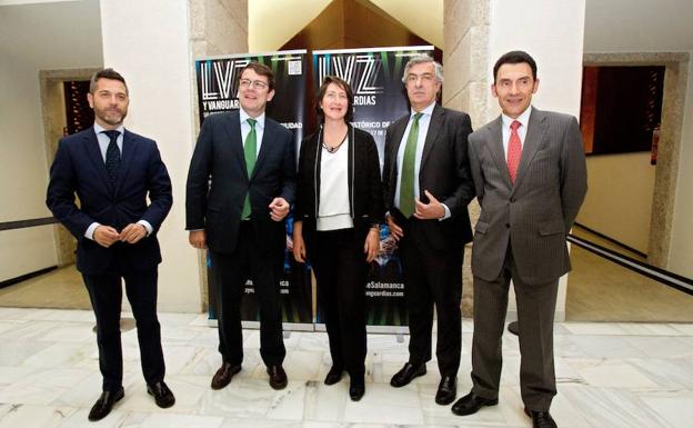 Julio López, Alfonso Fernández Mañueco, Lorena Martínez, Luis Gómez y Alberto Mariñas. 