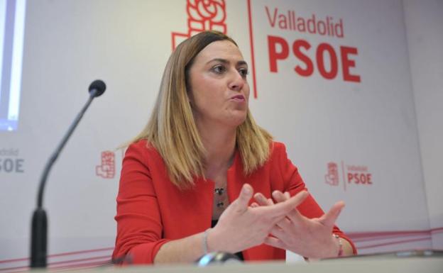 Virginia Barcones, en la sede del Psoe de Valladolid.