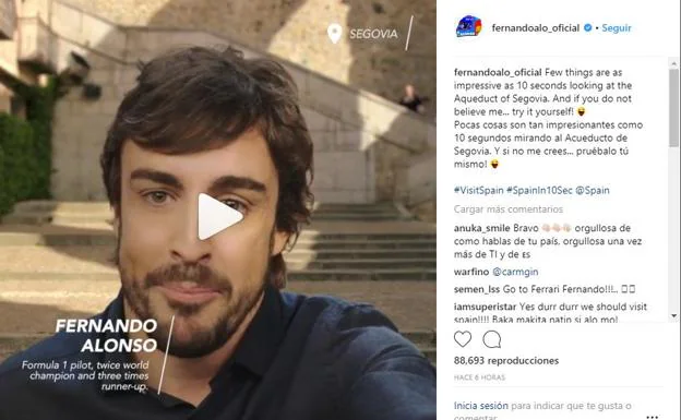 Imagen de al publicación de Fernando Alonso en su cuenta de Instagram. 