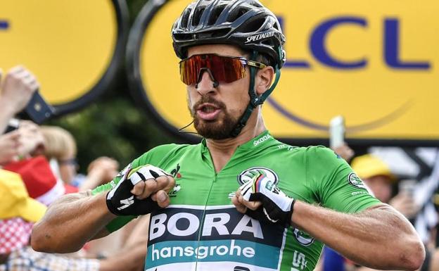 Peter Sagan celebra su victoria. 