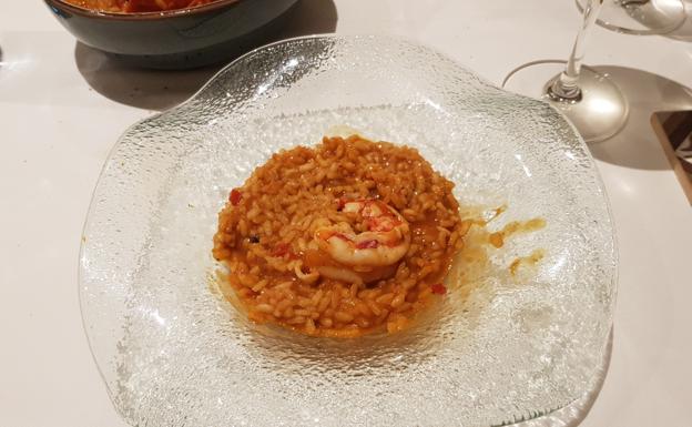 Arroz meloso con carabineros.