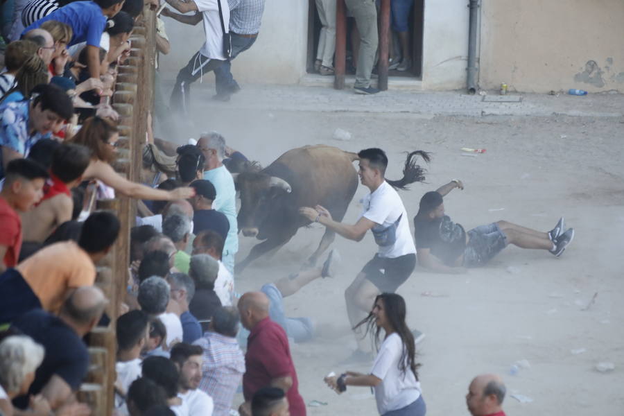 El primer novillo de la suelta ha saltado desde el redondel al exterior y ha sembrado el caos entre los congregados para ver el espectáculo taurino. Finalmente no se han registrado heridos