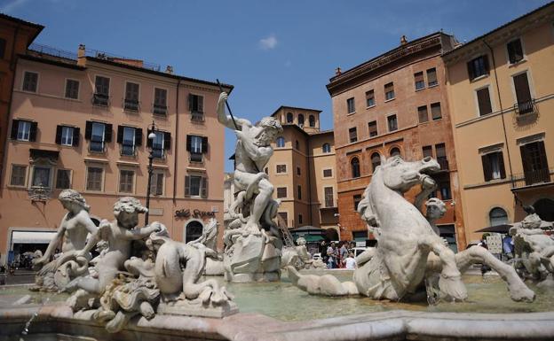 Una de las fuentes de la Piazza Navona.