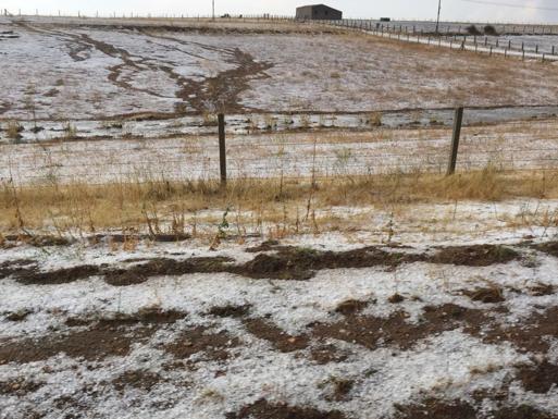 Vista general de la zona en la que se puede apreciar el granizo que descargó la tormenta.