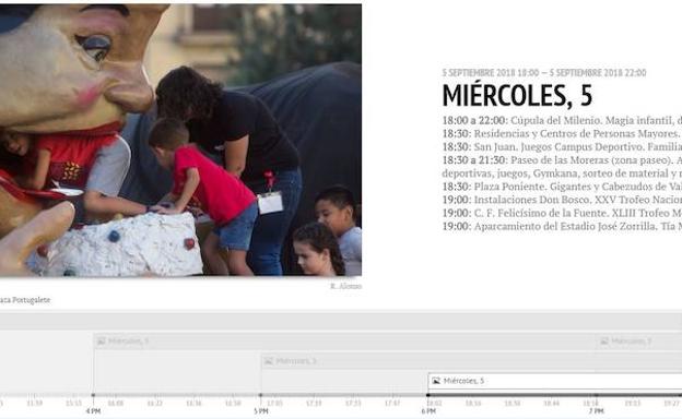 Consulta de forma interactiva el programa de fiestas del miércoles día 5