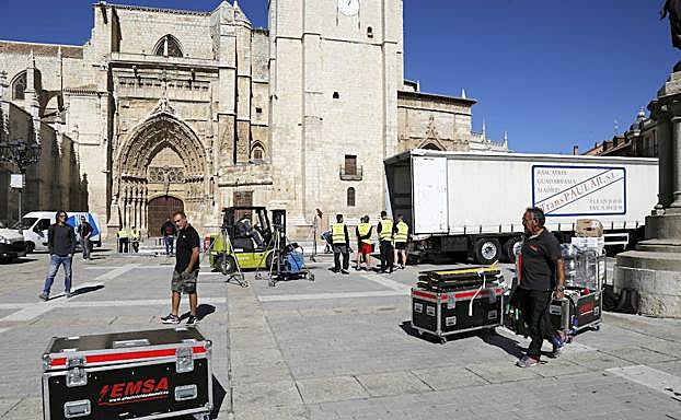 Montaje de los equipos de grabación para el programa MasterChef Junior. 