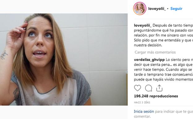 Yoli anuncia su ruptura de Jonathan. 