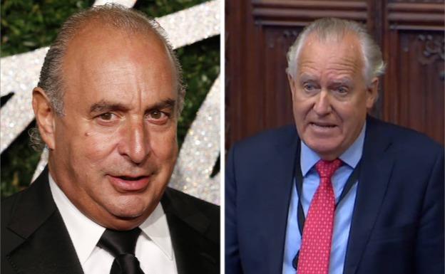 El magnate Philip Green, a la izquierda, y el exministro Peter Hain, a la derecha.