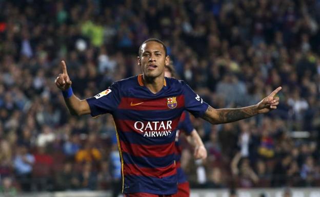 Neymar celebra un gol durante su etapa en el FC Barcelona. 
