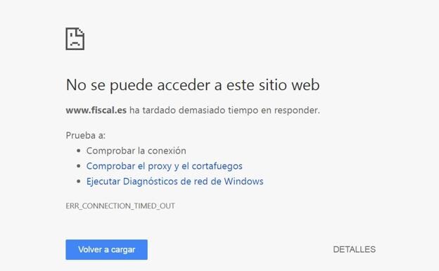 Aspecto de la web de la Fiscalía (fiscal.es) tras el hackeo.
