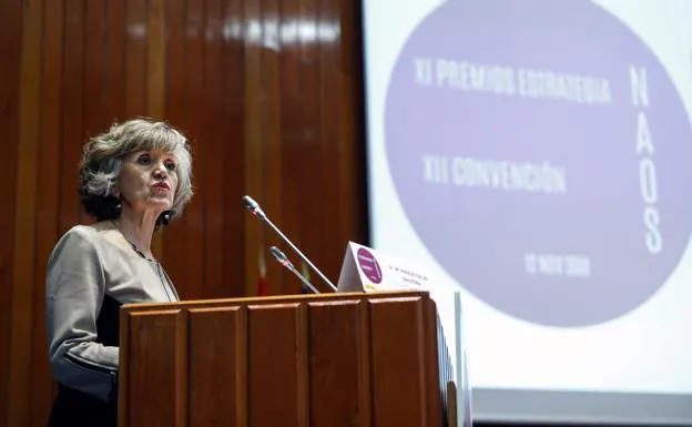 La ministra de Sanidad, María Luisa Carcedo, durante su intervención en la entrega del premio estrategia NAOS 2017.