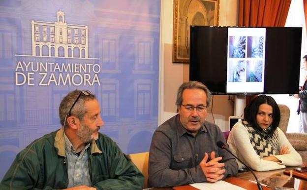 El alcalde de Zamora, Francisco Guarido, en el centro, junto a los concejales Romualdo Fernández y María Eugenia Cabezas. 