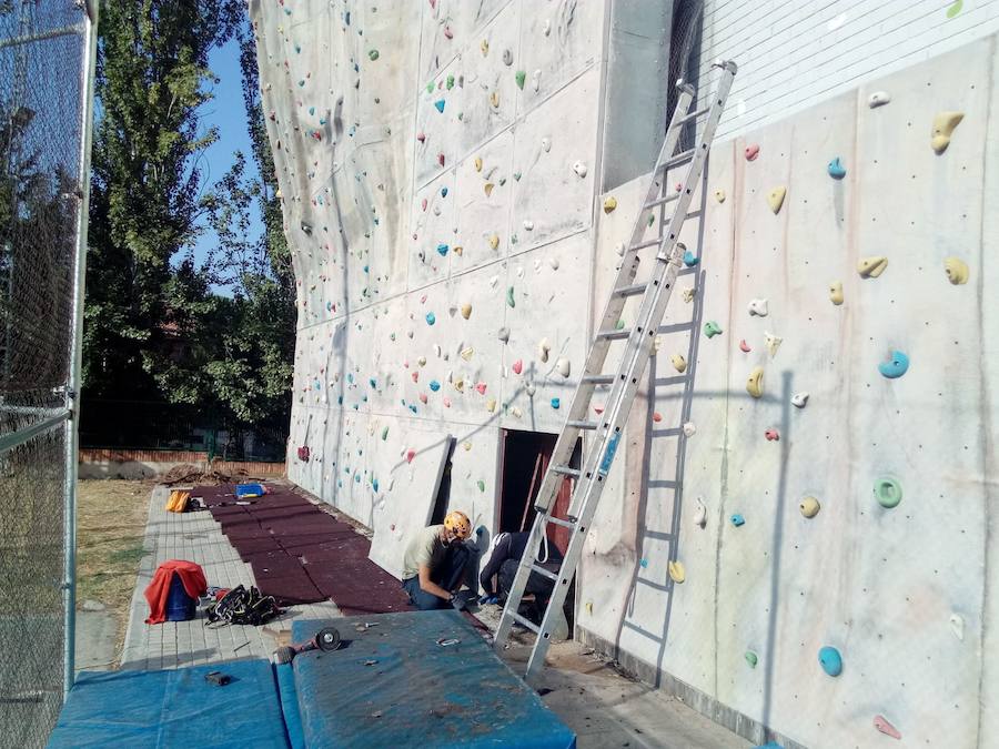 Inicio de las obras, el pasado septiembre, en el rocódromo municipal.