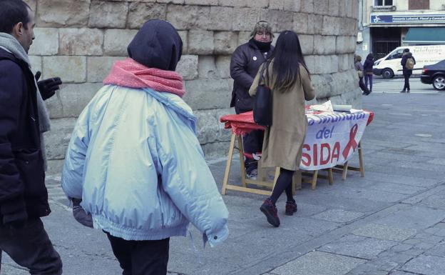 Mesa informativas en el día del SIDA. 