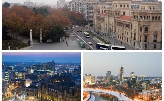 Sitios representativos de las ciudades de Valladolid, Leed y Vilna. 