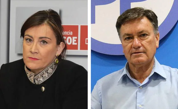 La secretaria de Organización del PSOE en Castilla y León, Ana Sánchez, y el secretario autonómico del PP, Francisco Vázquez. 