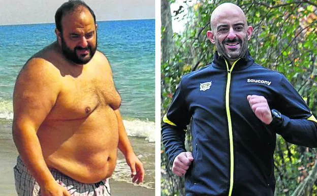 Antes de después del vallisoletano Antonio Calvo tras perder 90 kilos. 