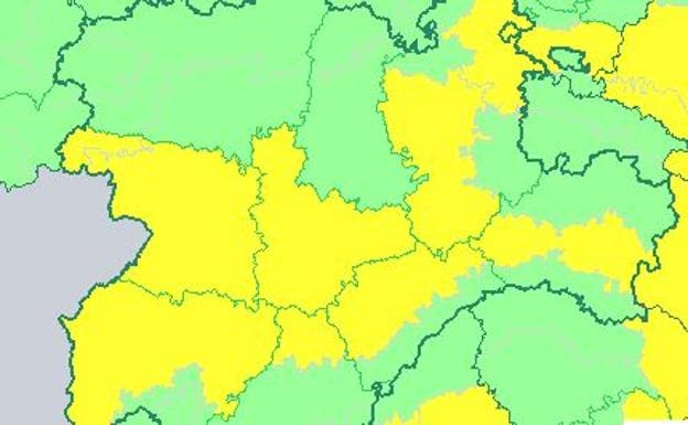 Mapa de alertas de la AEMET para la madrugada del viernes en Castilla y León.