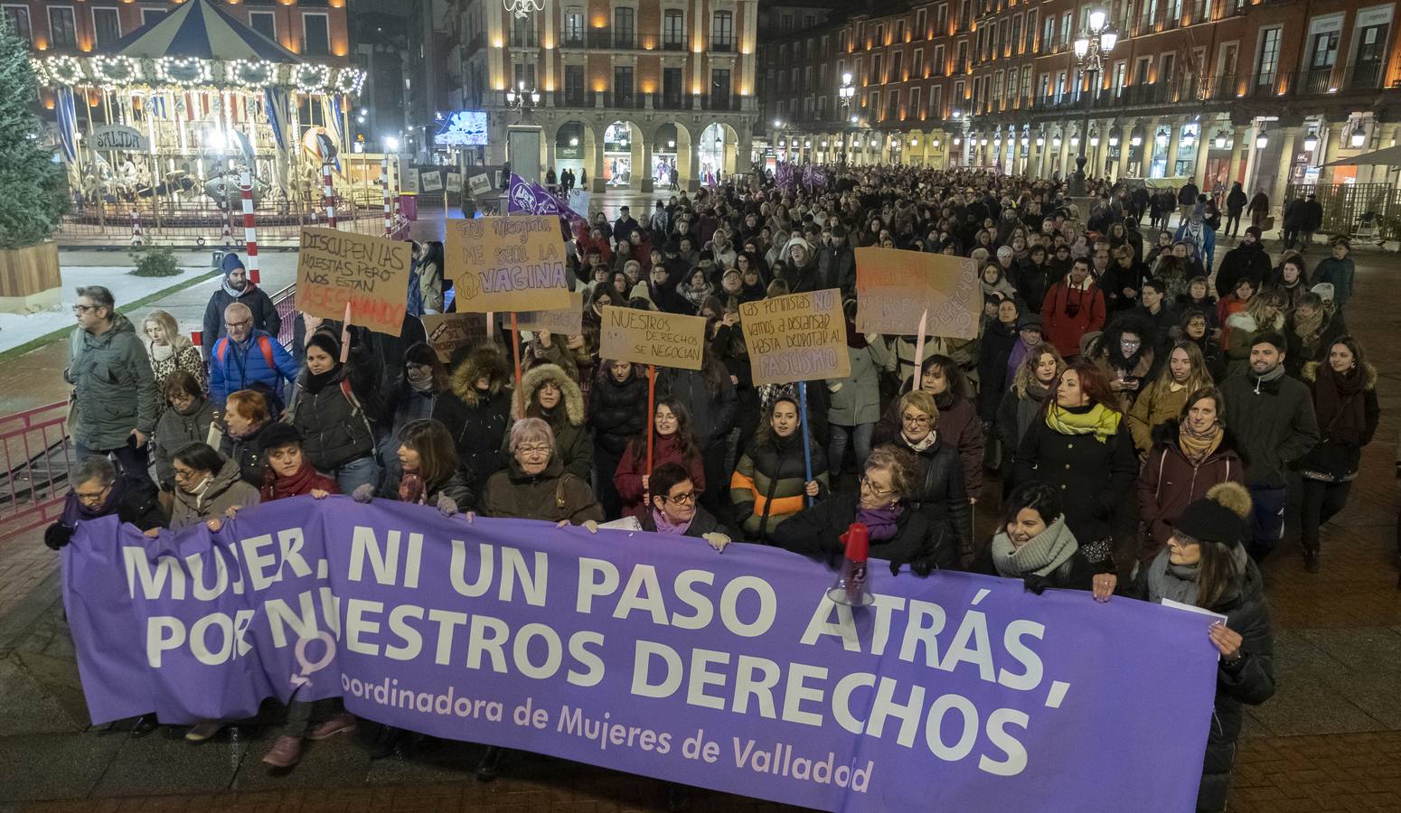 Bajo el lema 'Ni un paso atrás en igualdad', cientos de personas se han manifestado por el centro de la ciudad 