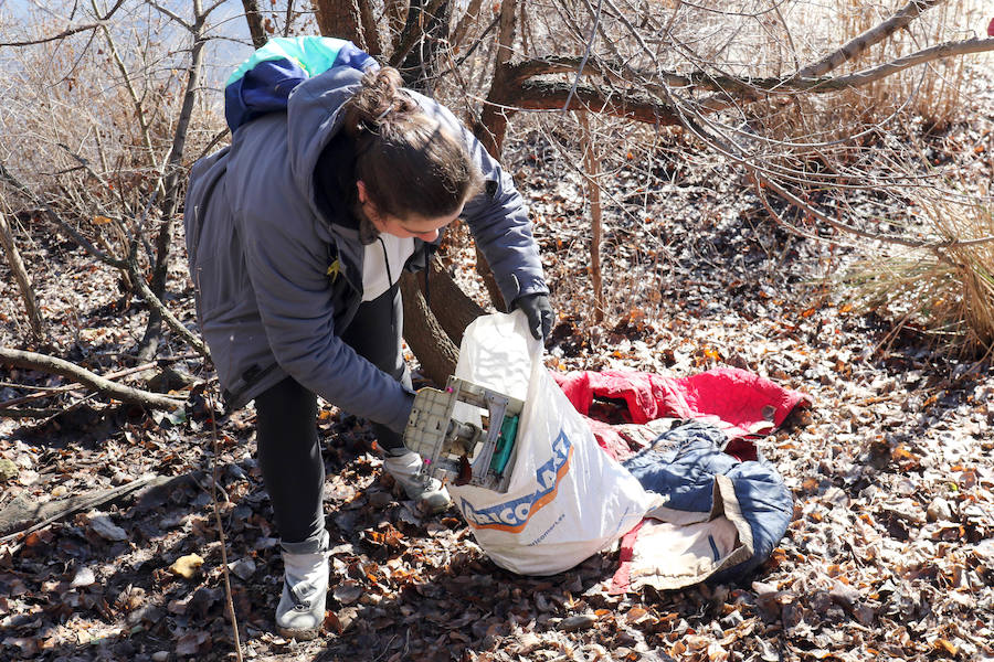 Fotos: Un grupo de jóvenes y niños hacen limpieza en las orillas del Pisuerga, en Valladolid