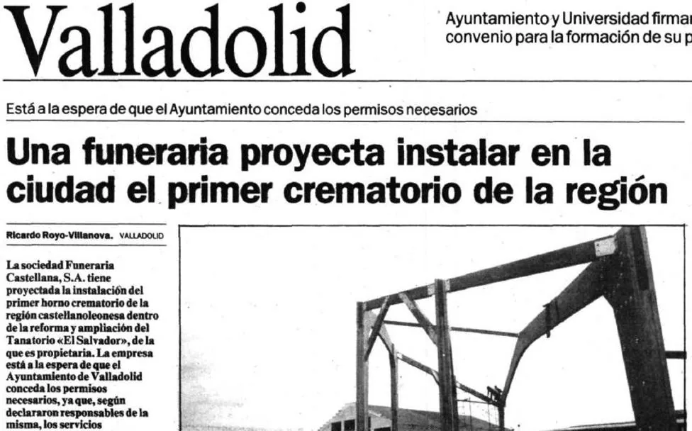 Noticia de 1989 en el que El Salvador anunciaba su intención de instalar un crematorio, lo que consiguió seis años más tarde. 