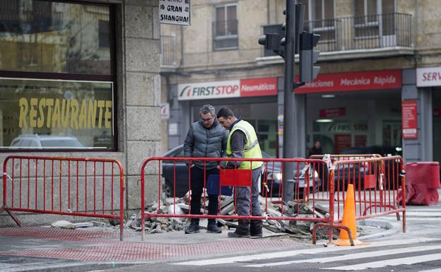 Un momento dde las obras en Canalejas.